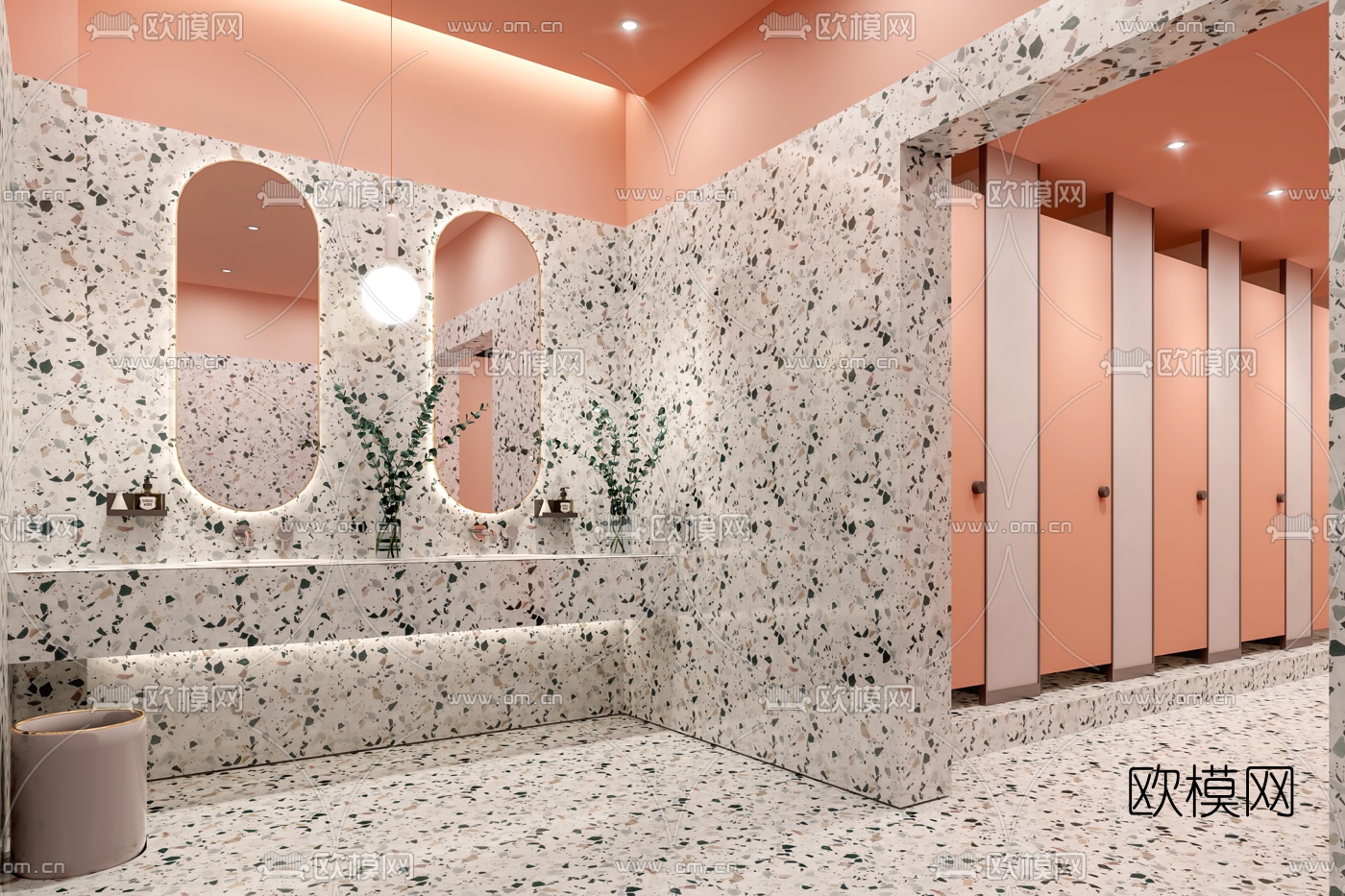 现代公共卫生间3d模型下载（渲染图3）