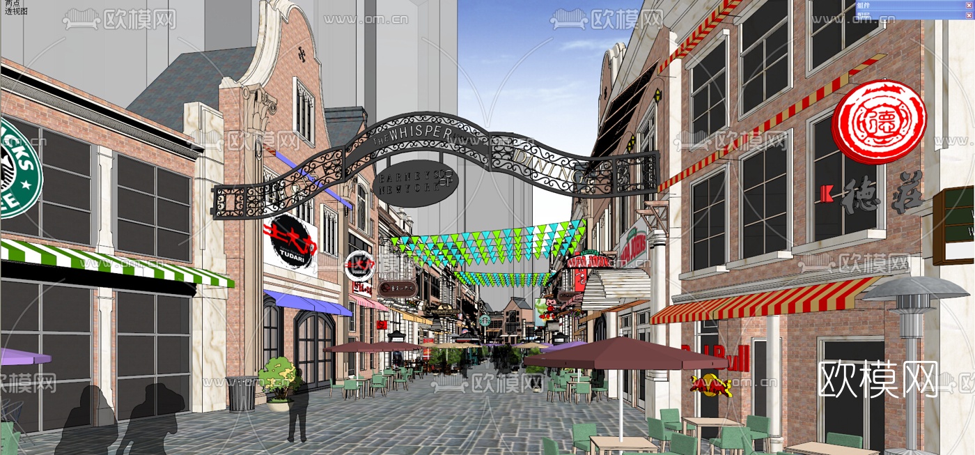 欧式商业街su模型下载（渲染图4）