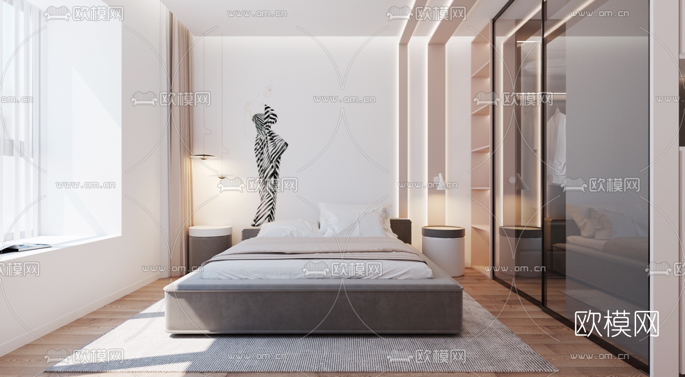 现代简约卧室3d模型