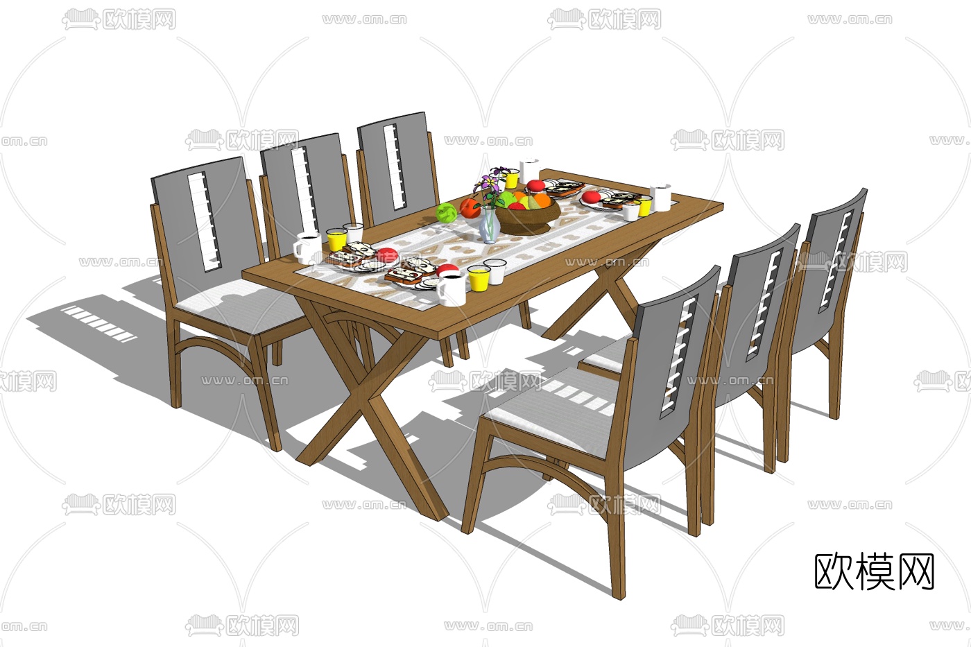 北欧餐桌免费su模型下载