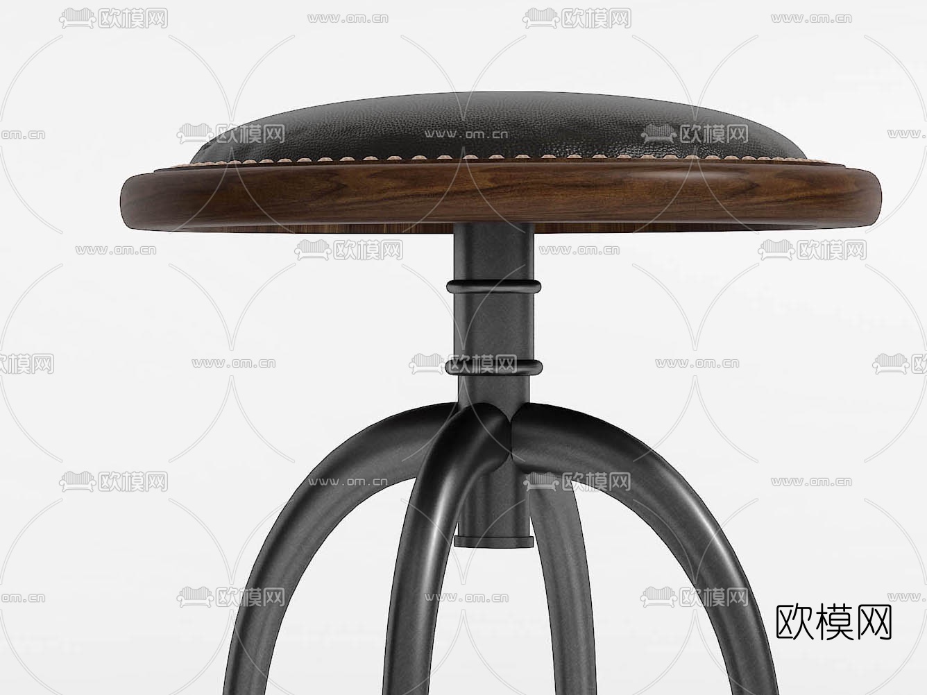 美式皮革吧台椅3d模型下载（渲染图2）