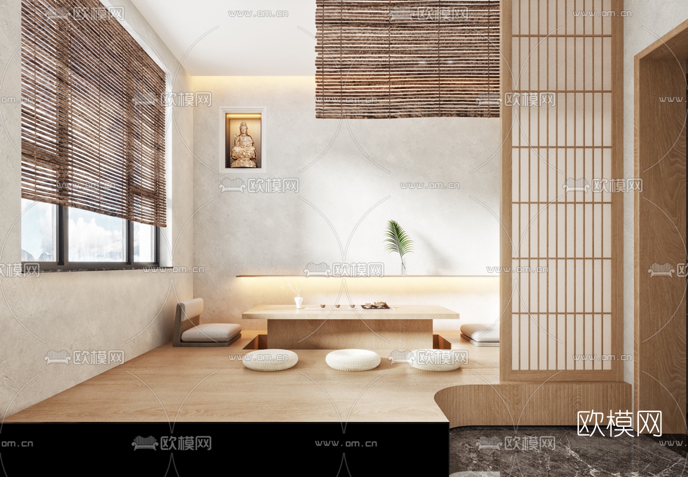 日式榻榻米茶室免费3d模型下载（渲染图1）