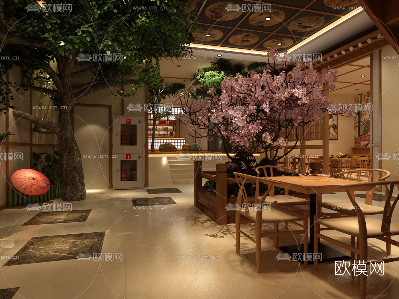 日式汤泉洗浴中心免费3d模型下载（渲染图2）