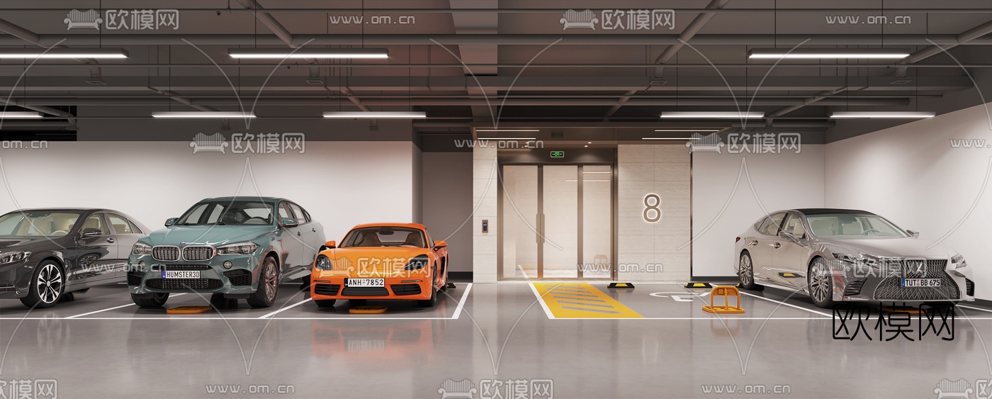 现代停车场3d模型