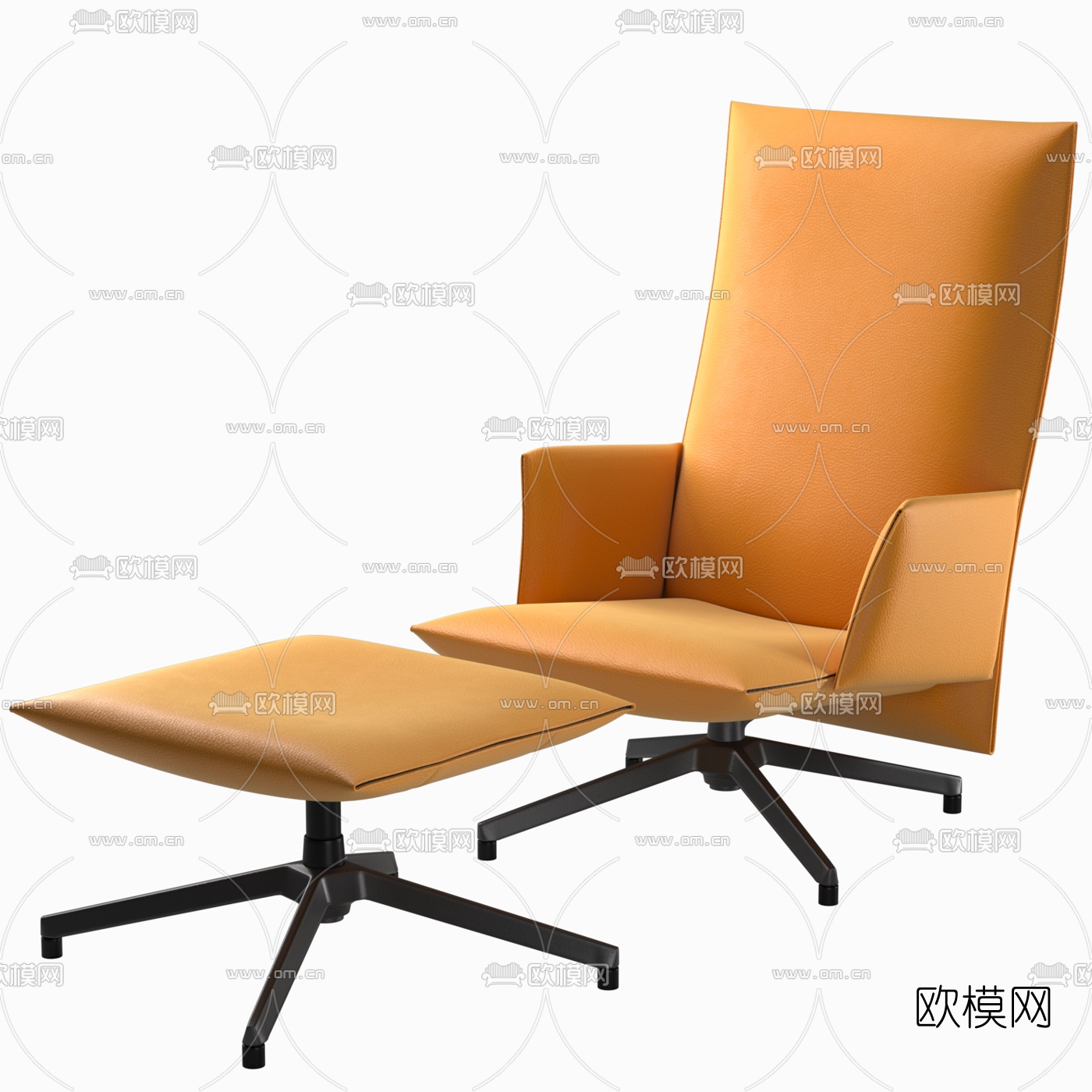 现代皮革高背办公椅3d模型下载（渲染图4）