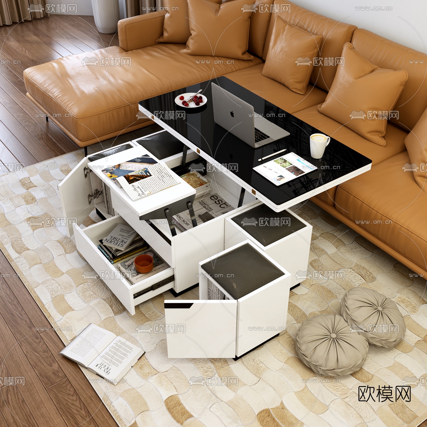 现代多功能升降茶几3d模型