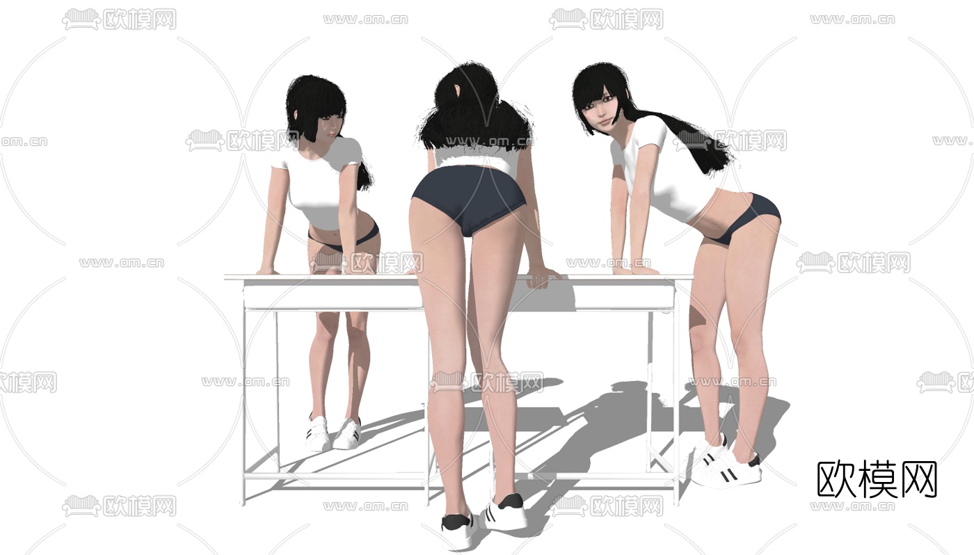 现代性感美女人物su模型