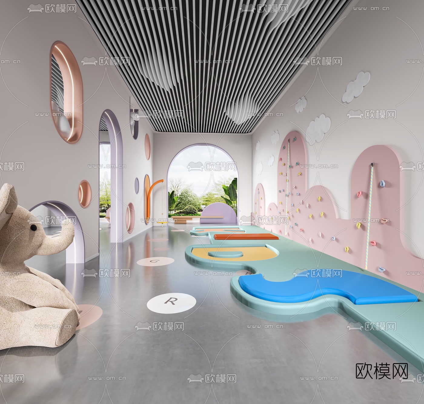 现代儿童攀岩娱乐室3d模型