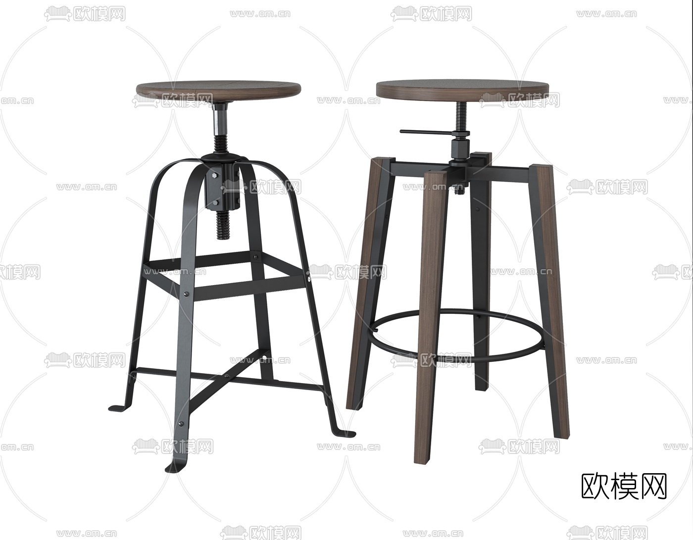 工业风升降吧椅3d模型下载