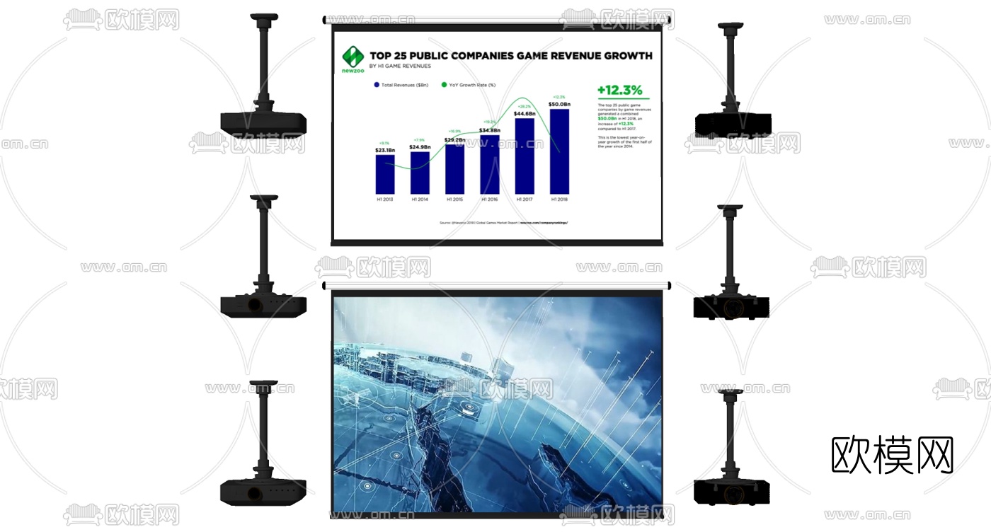 现代投影幕投影仪su模型