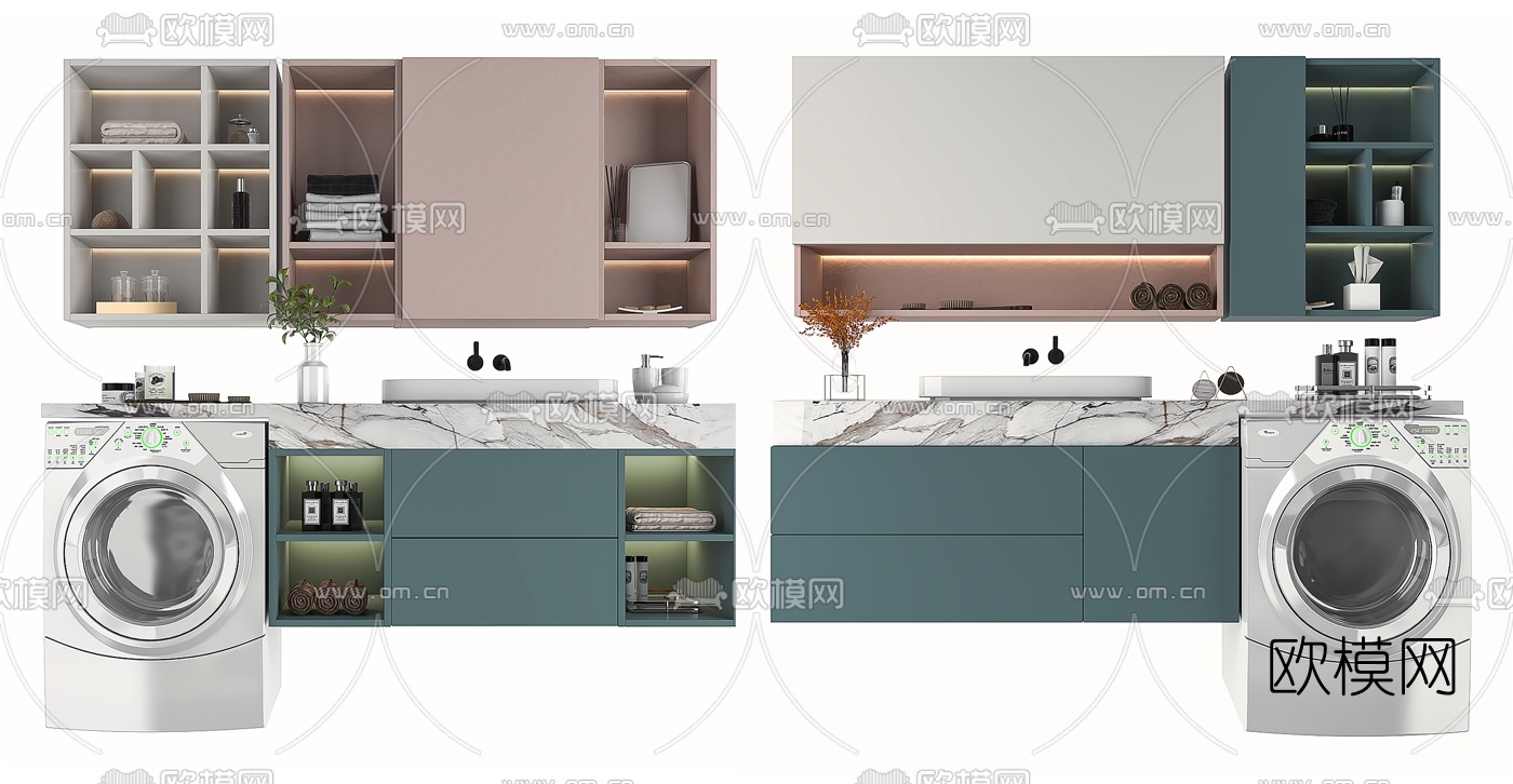 现代浴室柜架洗衣机3d模型