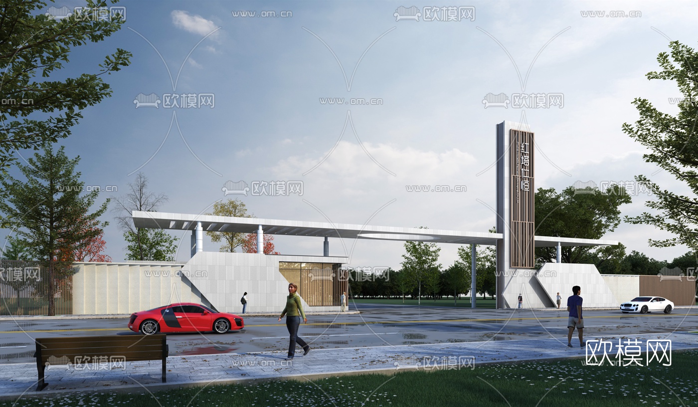 大门入口3d模型下载