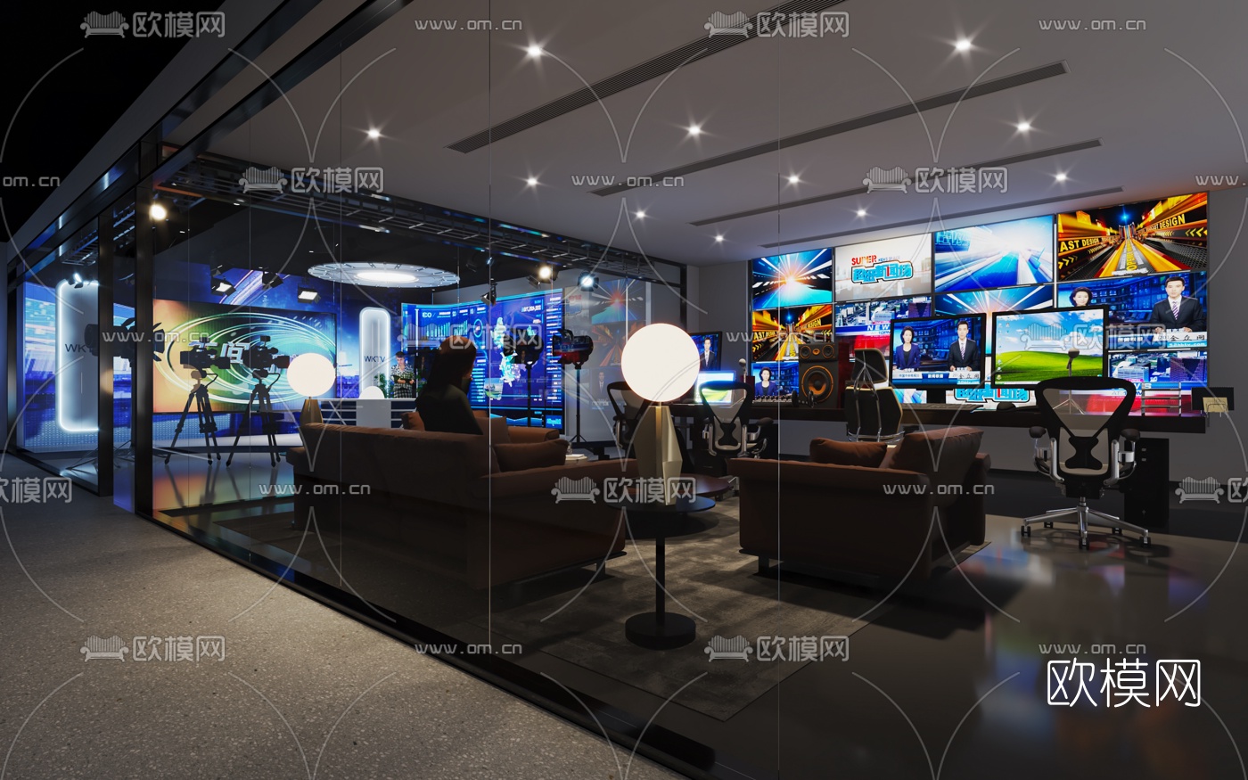 现代录制直播间免费3d模型下载（渲染图3）