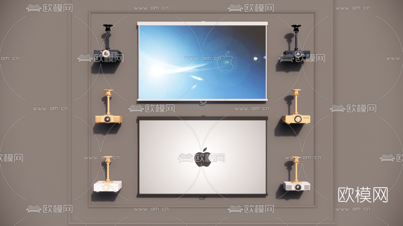 现代投影幕布投影仪su模型