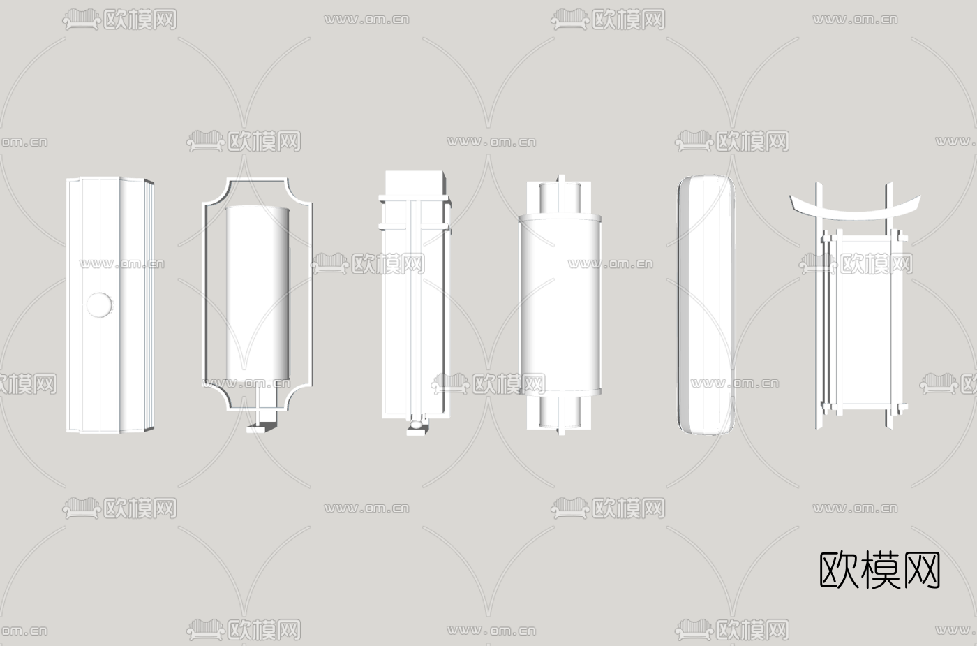 新中式壁灯su模型下载（渲染图3）