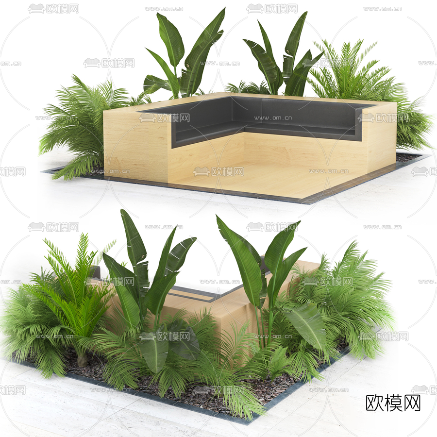 现代户外公用椅3d模型