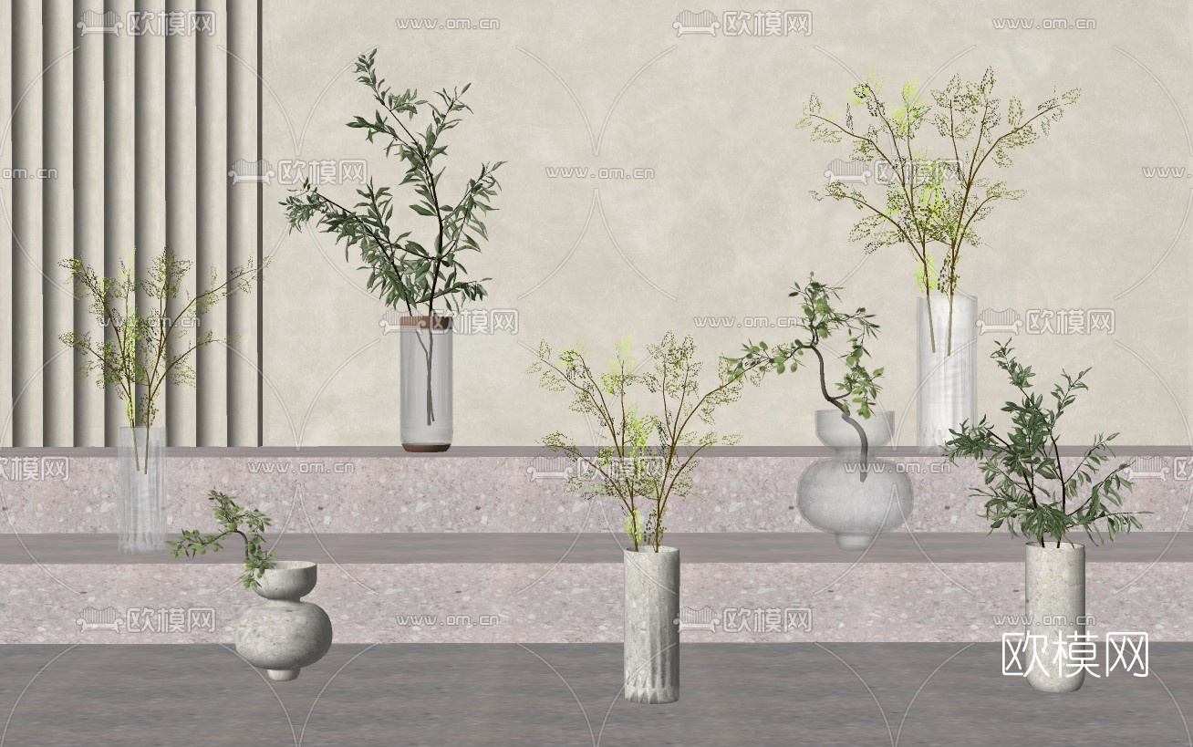 现代绿植盆栽su模型下载（渲染图2）