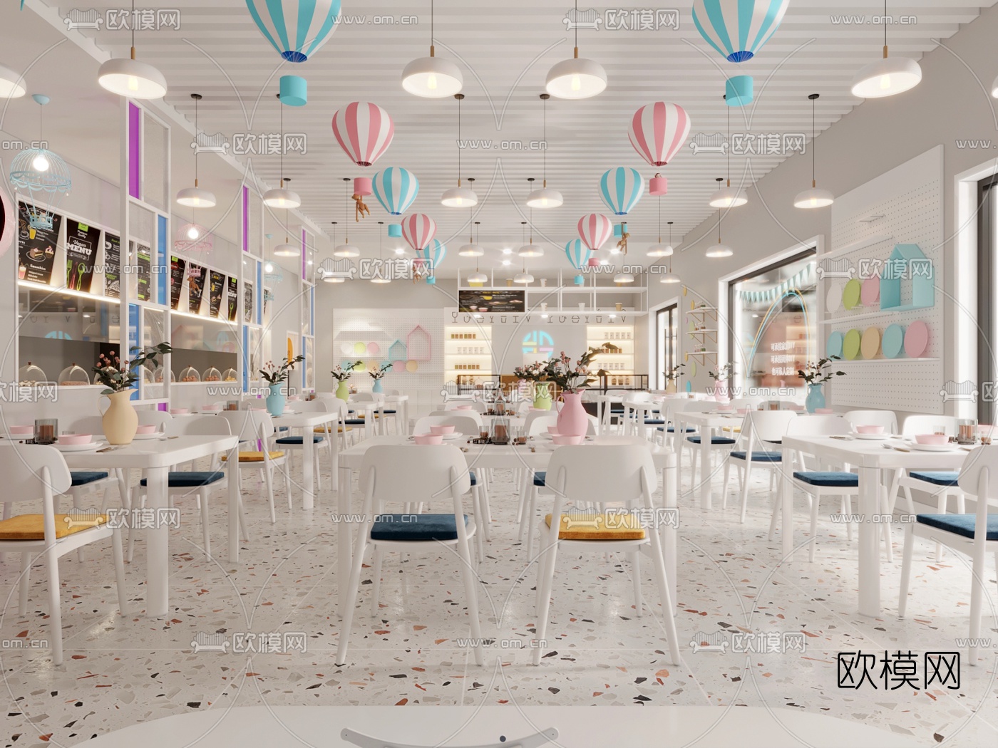 北欧网红自助餐厅3d模型下载（渲染图2）