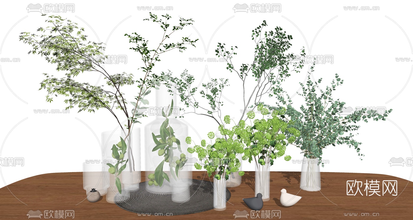 现代花瓶花卉su模型