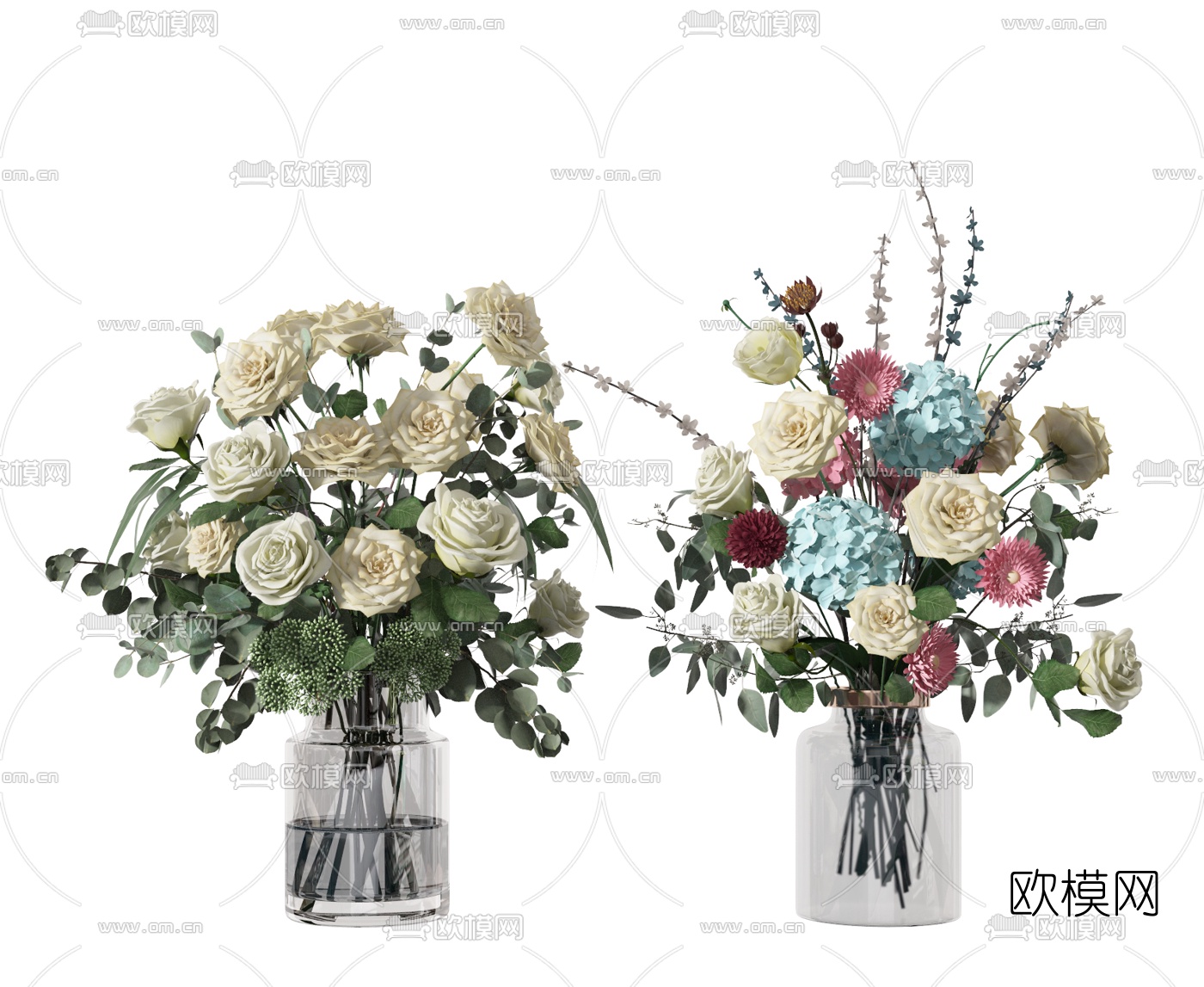 现代花艺花瓶插花3d模型下载