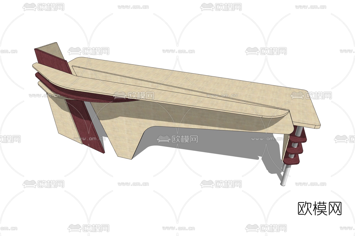 现代前台接待台免费su模型下载