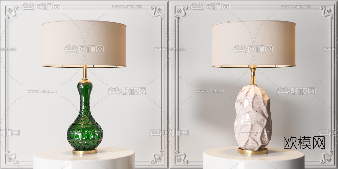 现代陶瓷台灯3d模型下载（渲染图3）