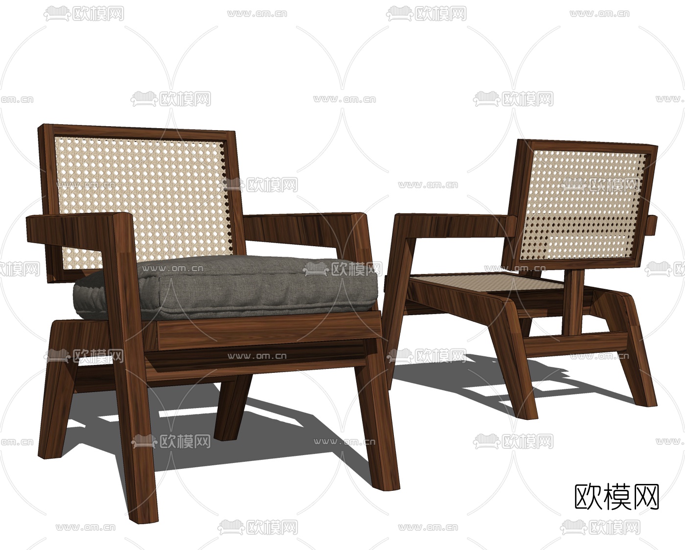 现代藤编休闲椅su模型