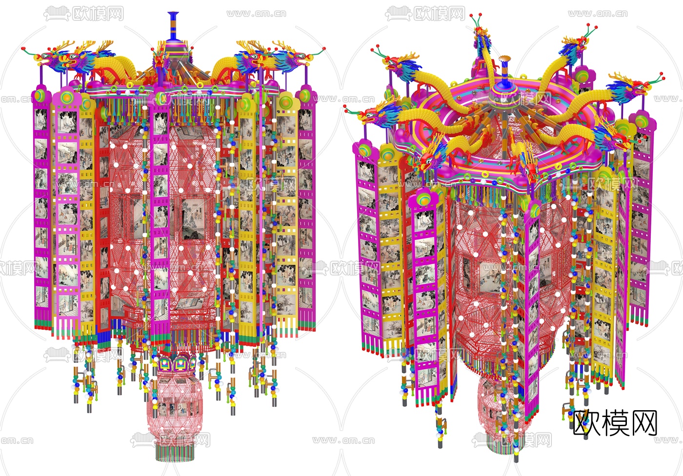 中式千角宫灯3d模型下载（渲染图2）