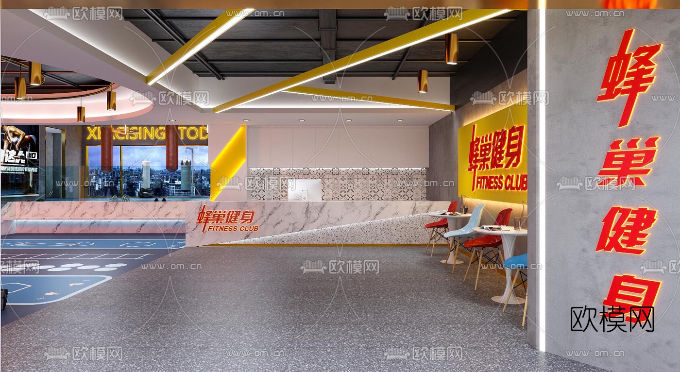 工业风健身房3d模型