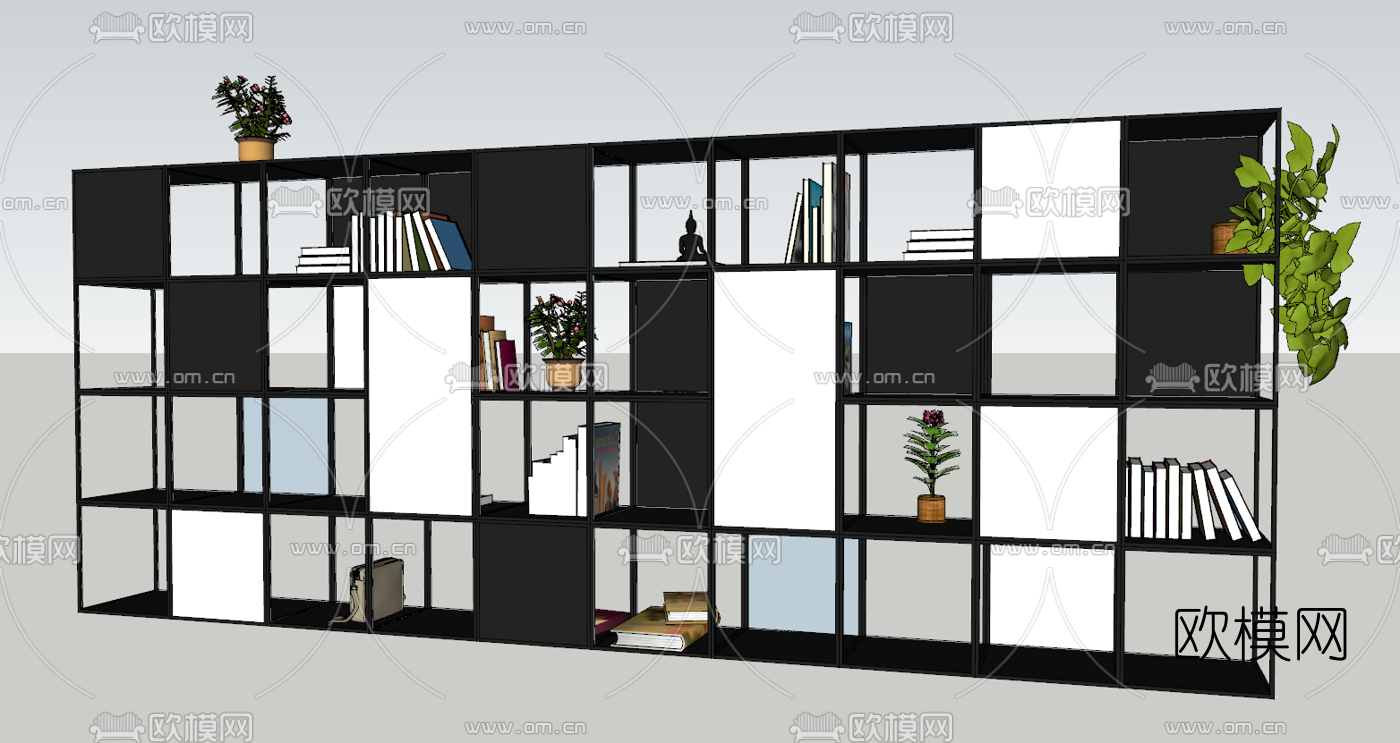 工业风铁艺书架su模型下载（渲染图3）