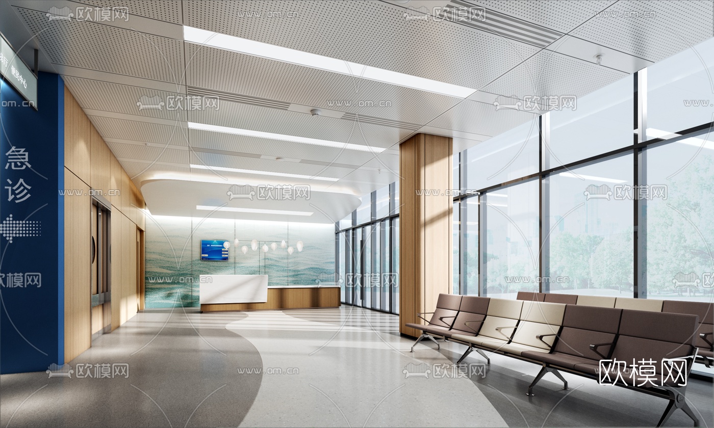 现代医院急诊等候室3d模型下载