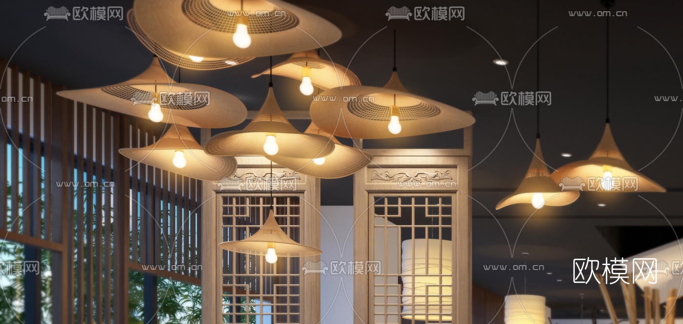 新中式茶楼3d模型下载（渲染图4）