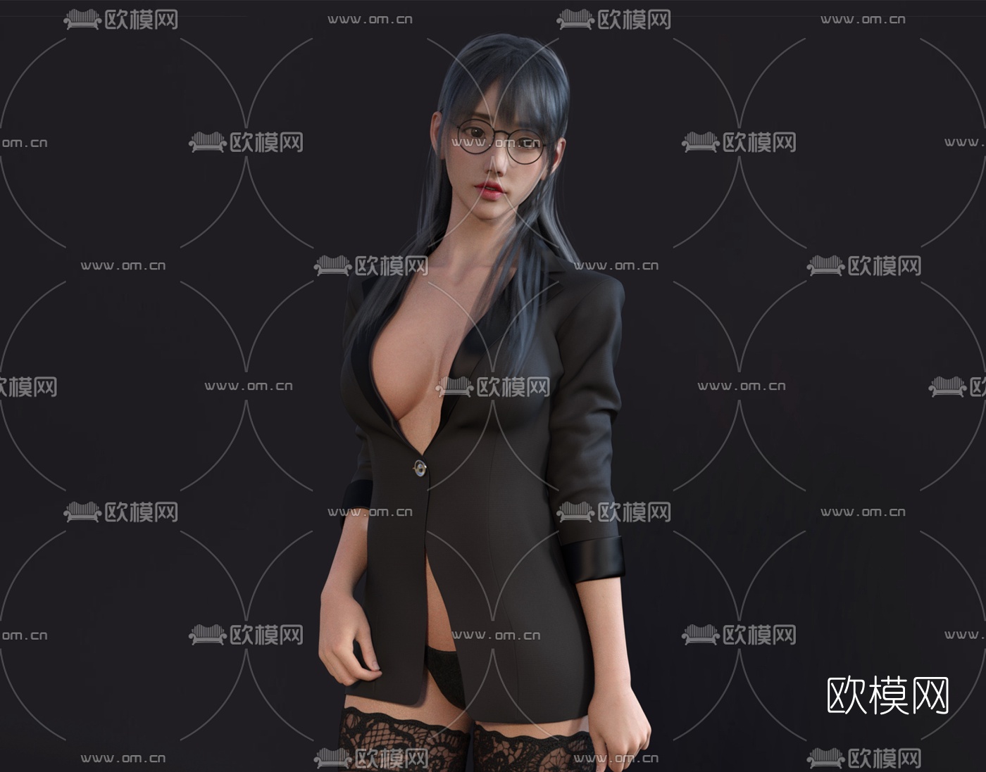 现代美女人物3d模型