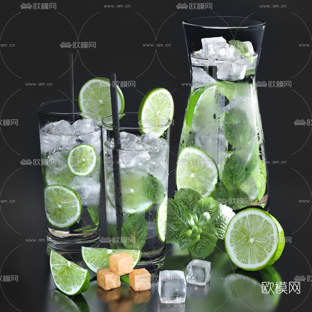 现代柠檬茶饮料3d模型