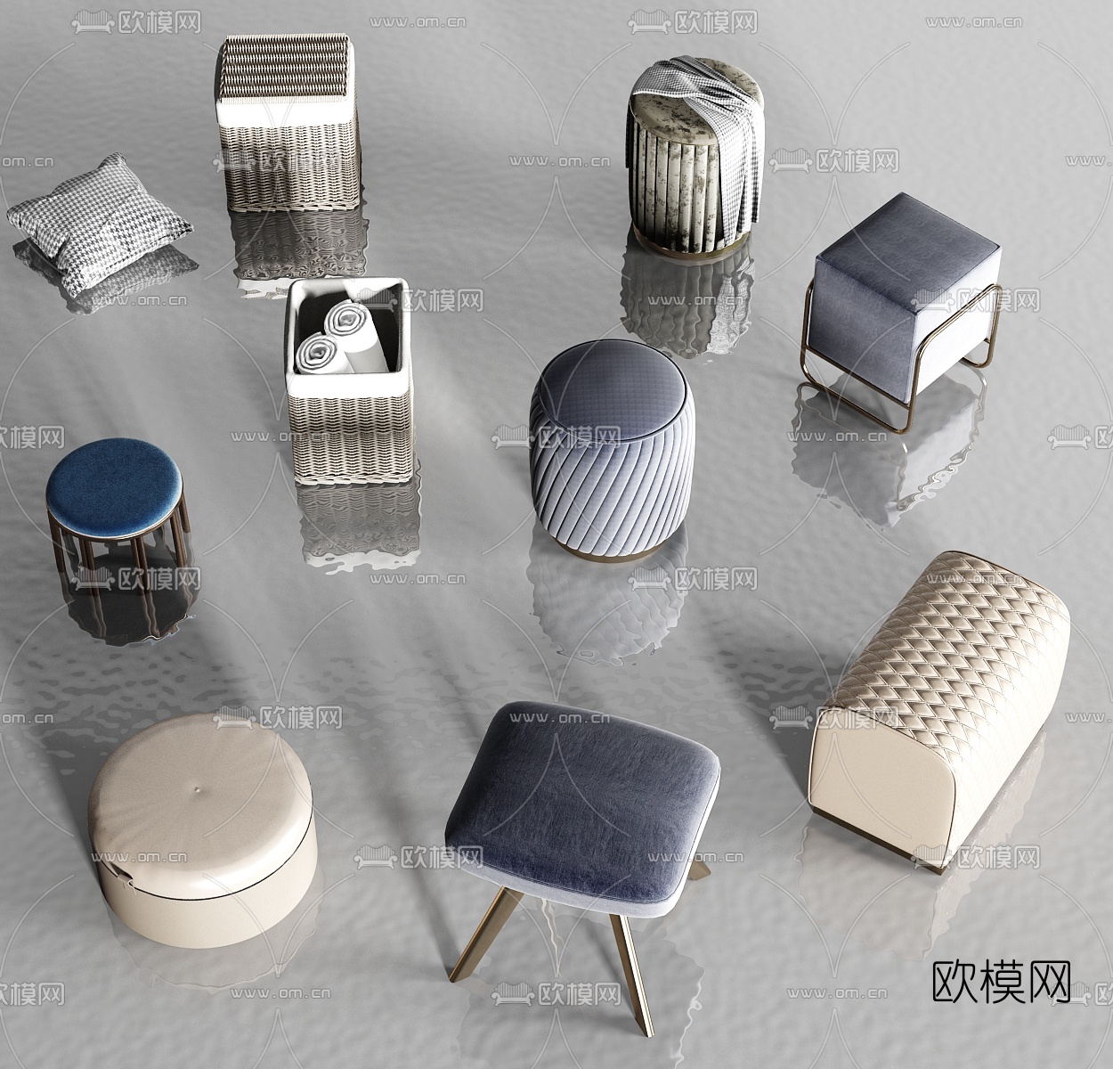 现代轻奢矮凳3d模型下载