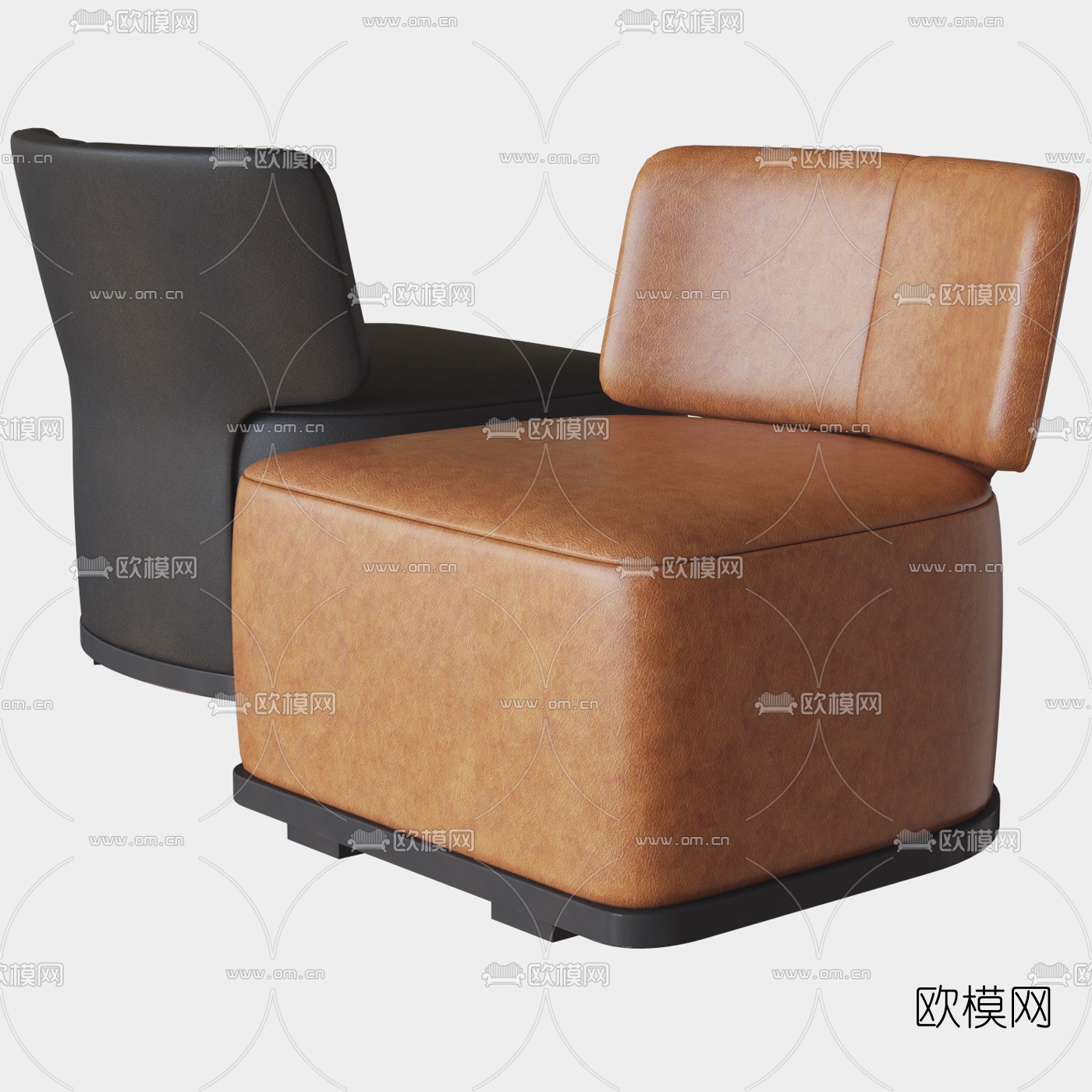 现代皮革单人沙发3d模型下载（渲染图2）