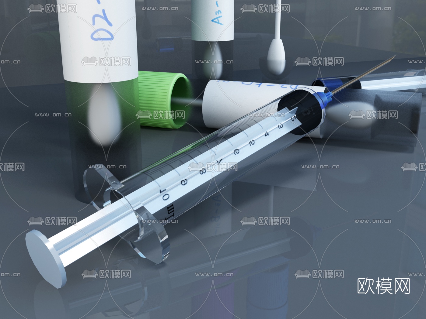 现代医用注射器3d模型下载（渲染图5）
