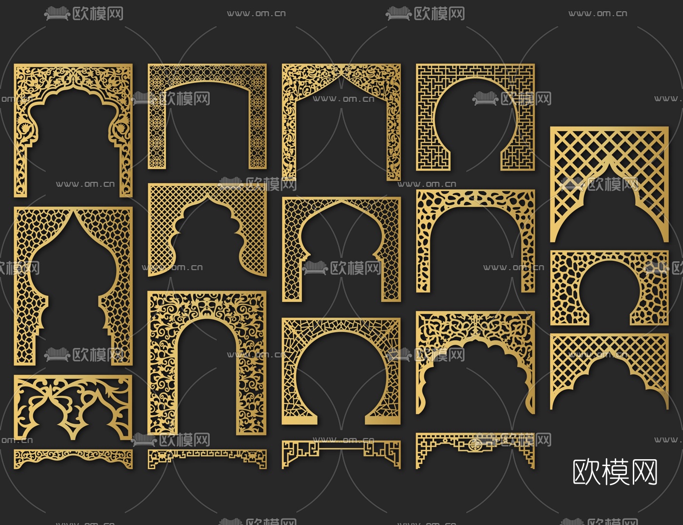 东南亚花格屏风隔断3d模型下载