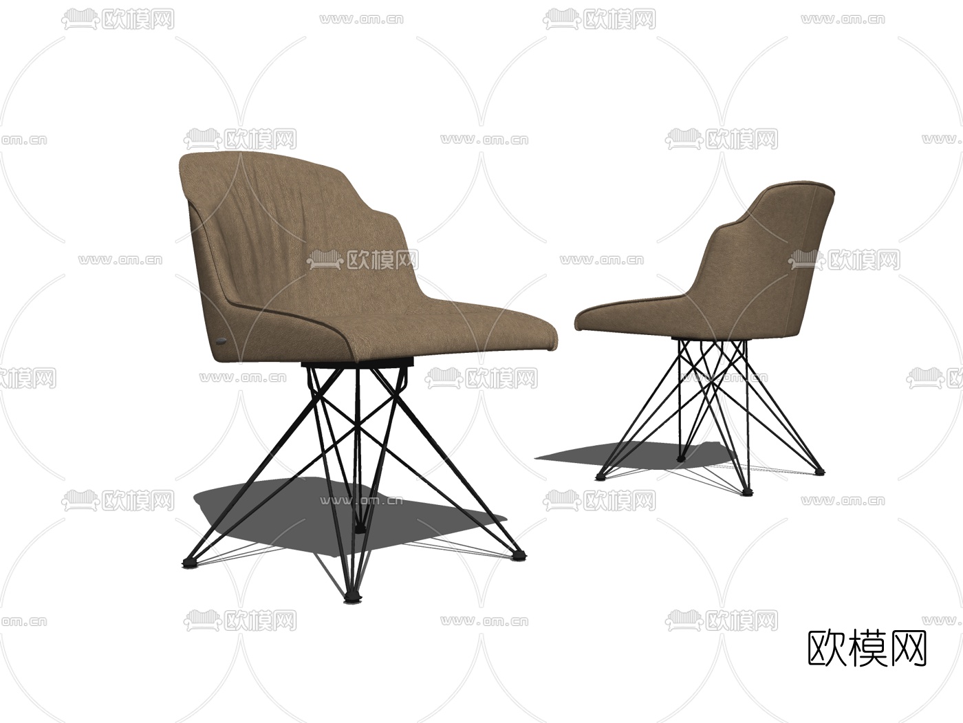 现代布艺单椅su模型下载