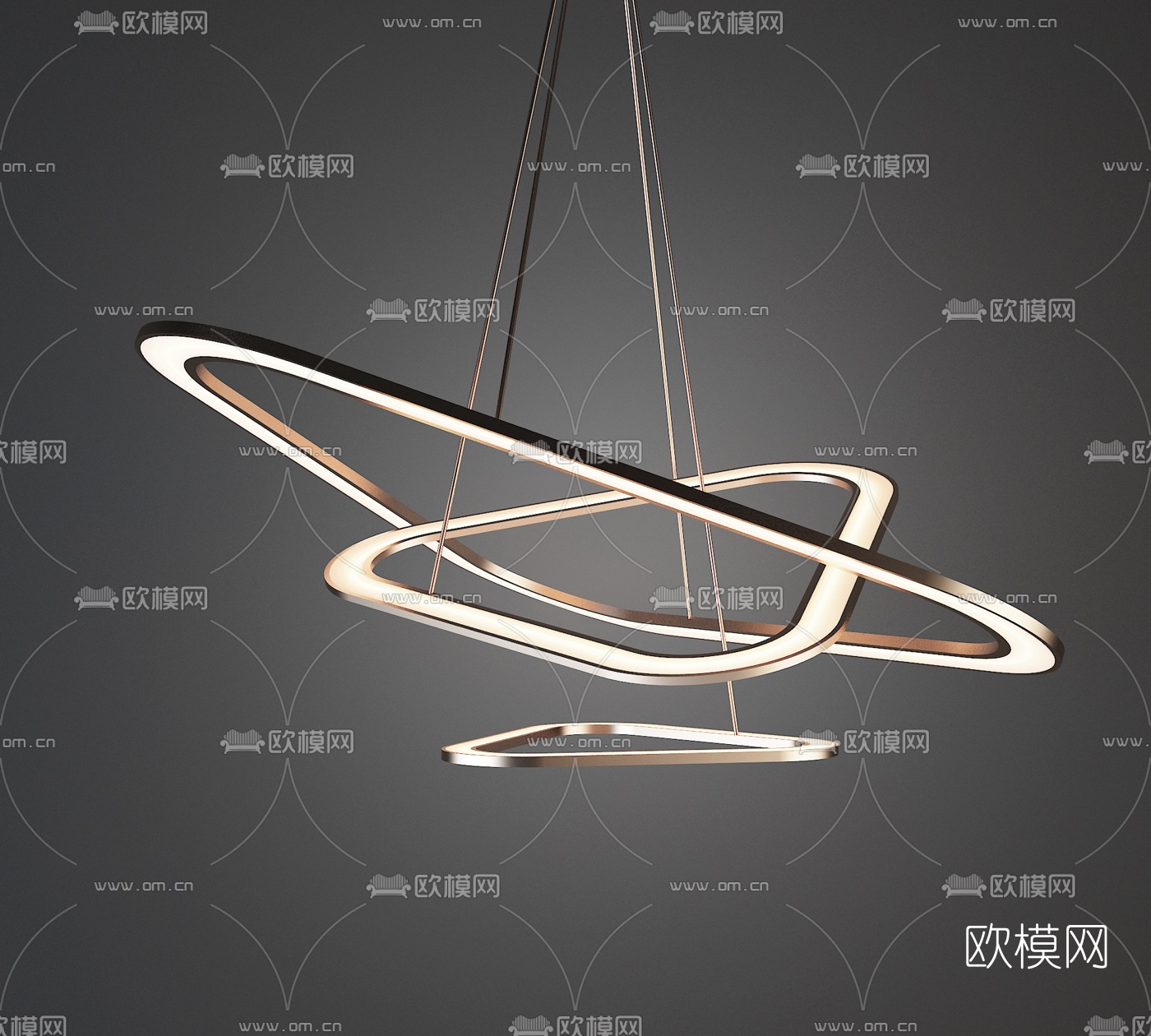 现代环形金属吊灯3d模型