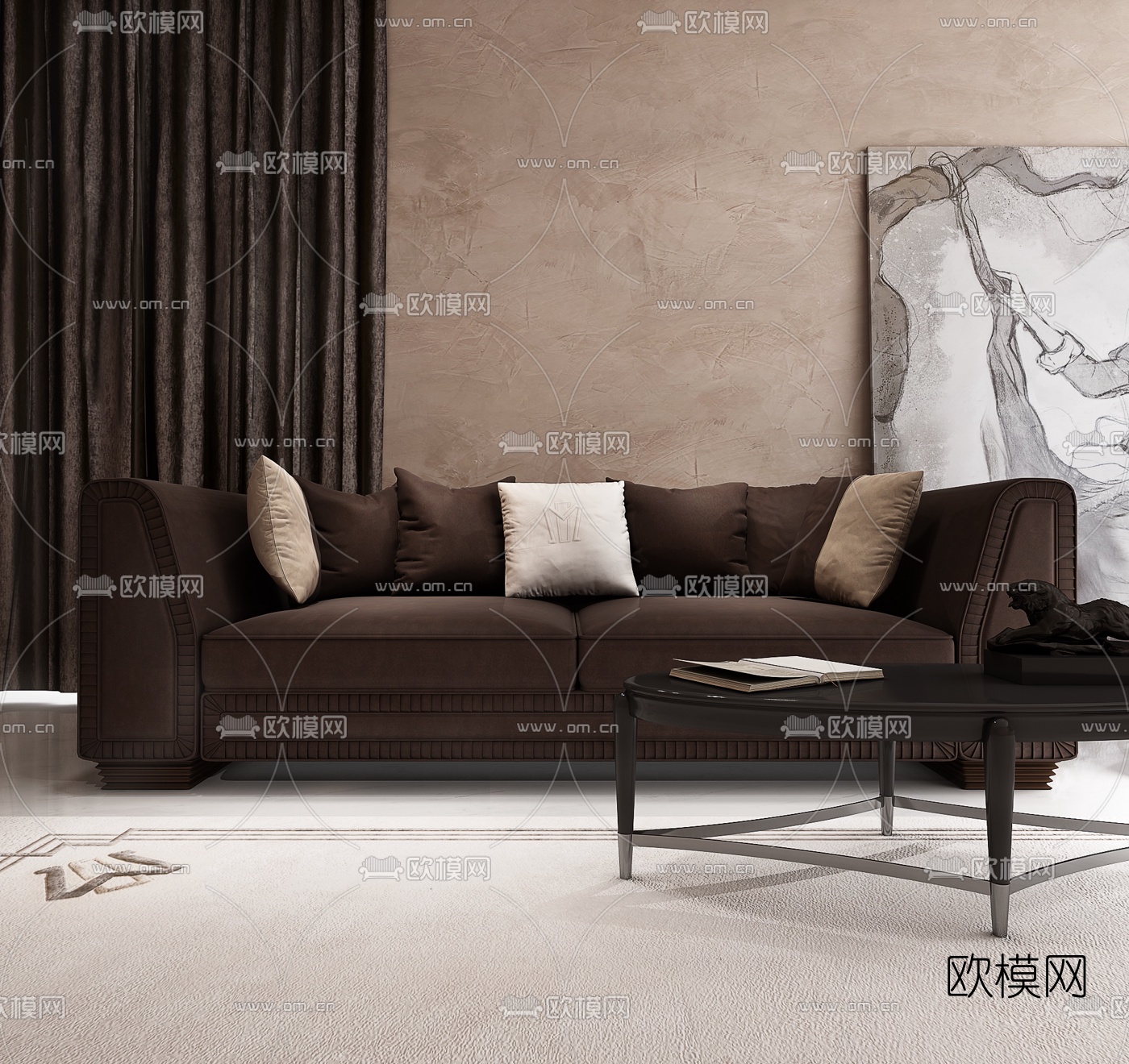 MINOTTI COLLEZIONI品牌HENRY新古典双人沙发3D模型下载