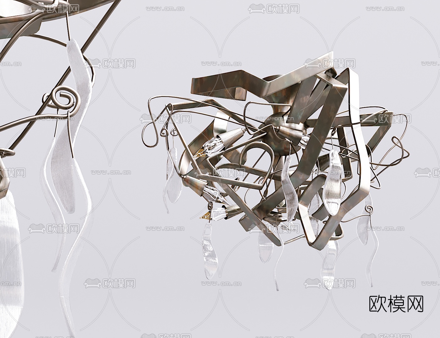 工业风金属创意吸顶灯3d模型下载