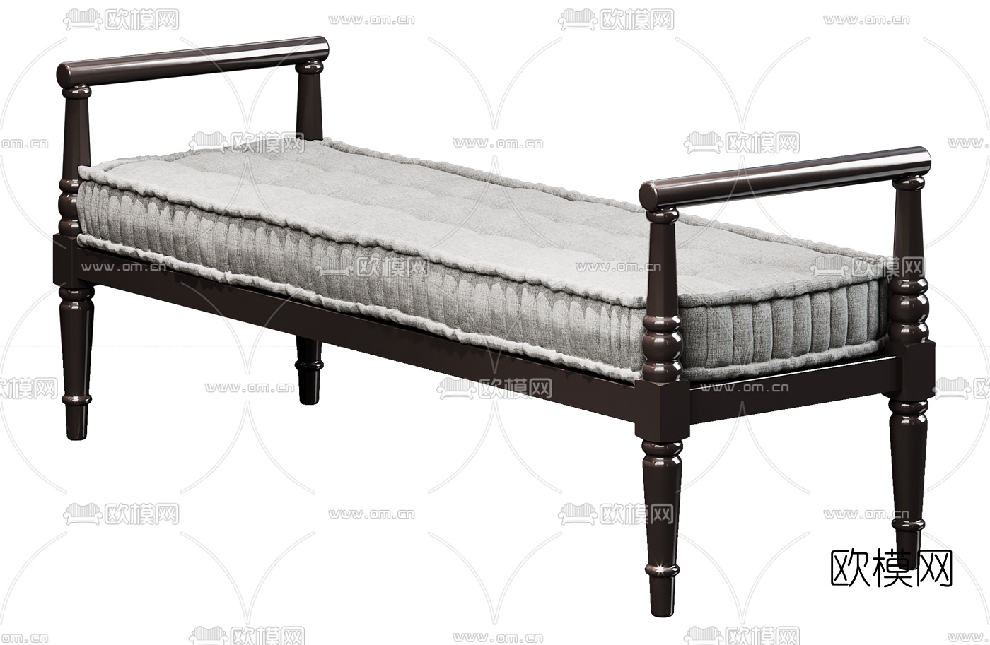 新中式皮革床尾凳3d模型下载（渲染图4）