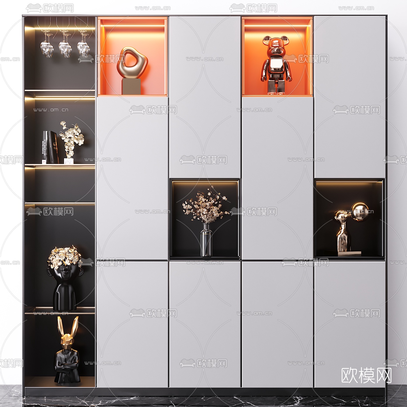 现代轻奢装饰柜3d模型下载