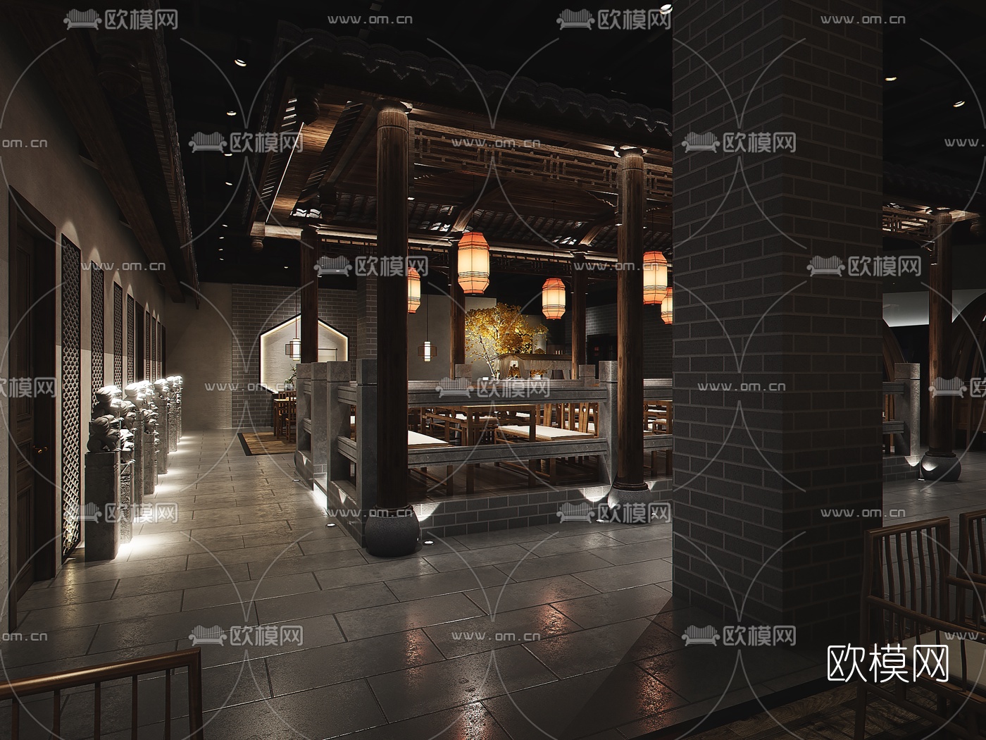 新中式中餐厅3d模型