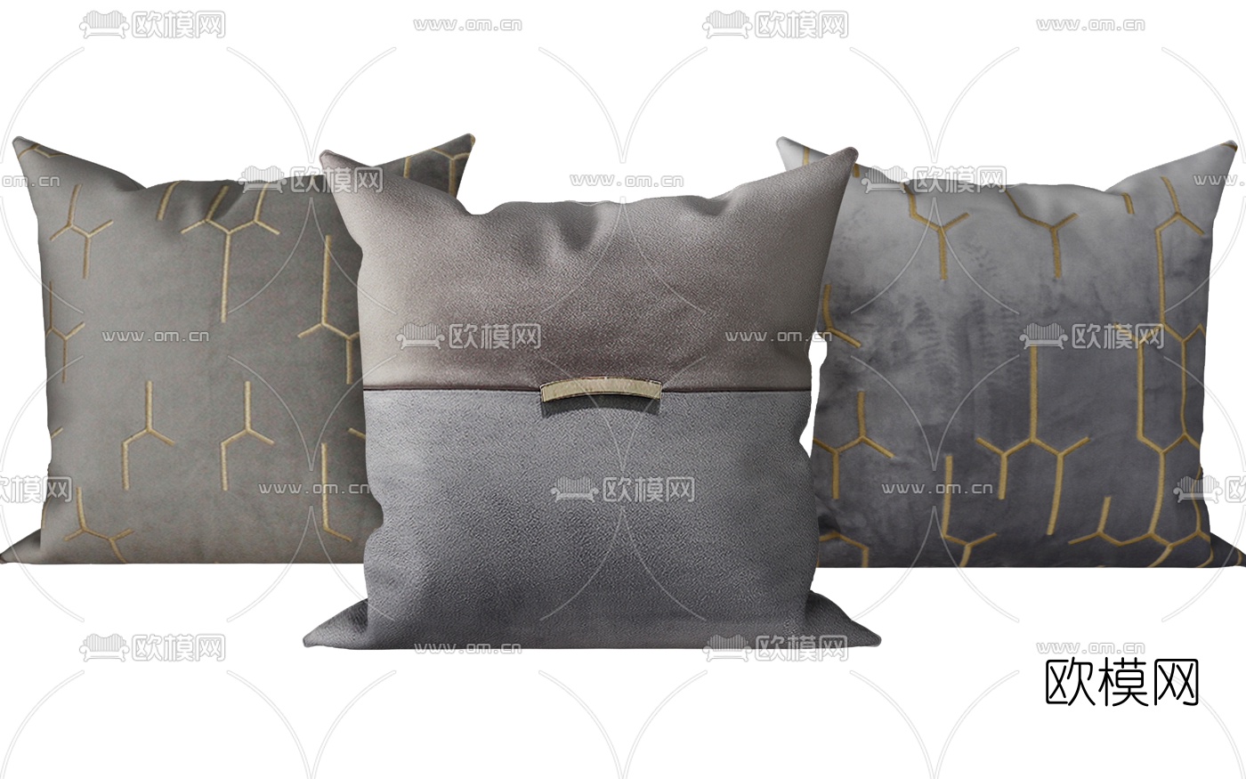 现代布艺抱枕组合3d模型下载（渲染图2）