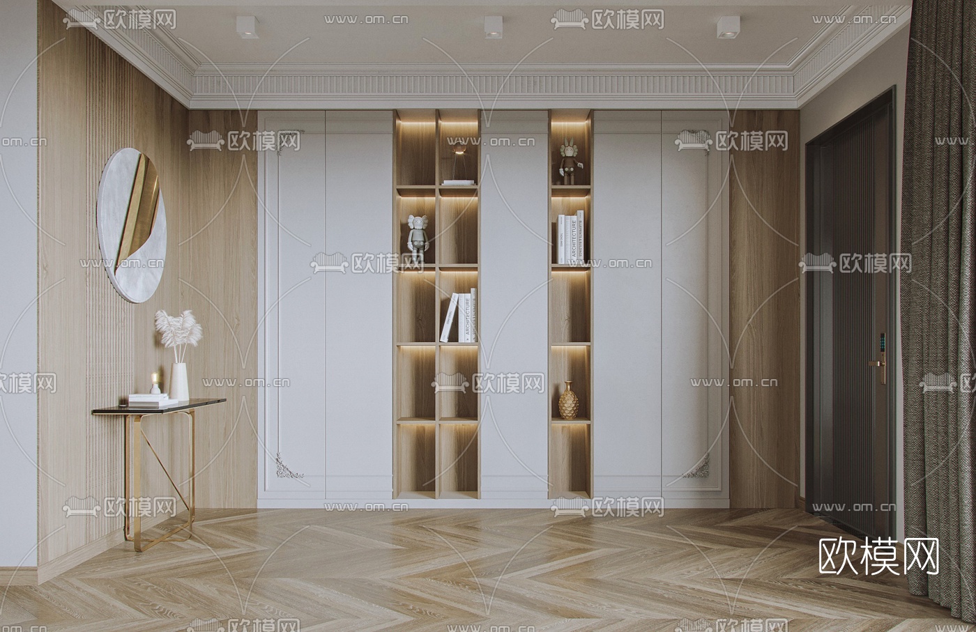 简欧复式客厅餐厅3d模型