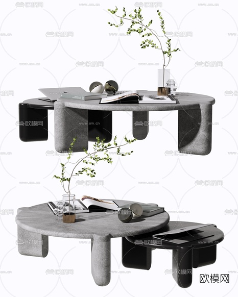 现代圆形茶几3d模型下载