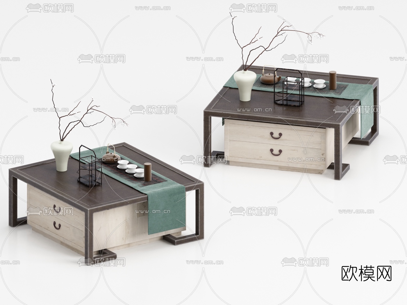 中式实木茶几3d模型