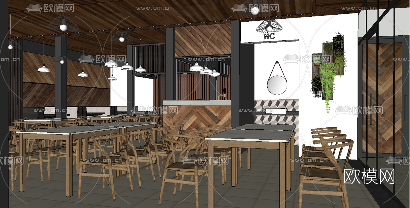 日式料理店su模型下载（渲染图3）